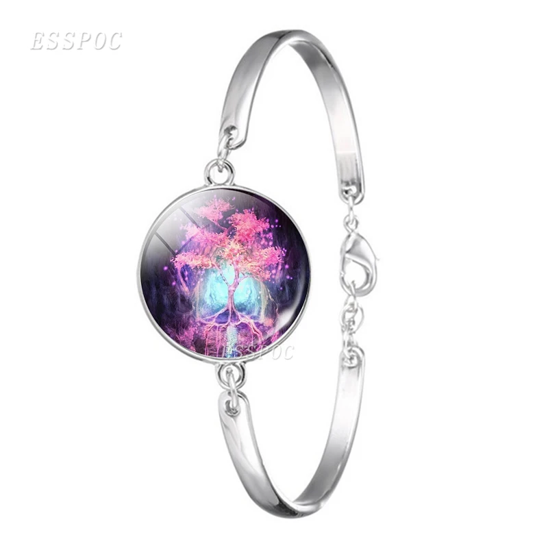 Life Tree Art Handmade Bracelet Glass Cabochon Dome Jewelry Tree of Life Simple Style DIY Paintings Bangle Women Traveler Gift bracelet jewelry