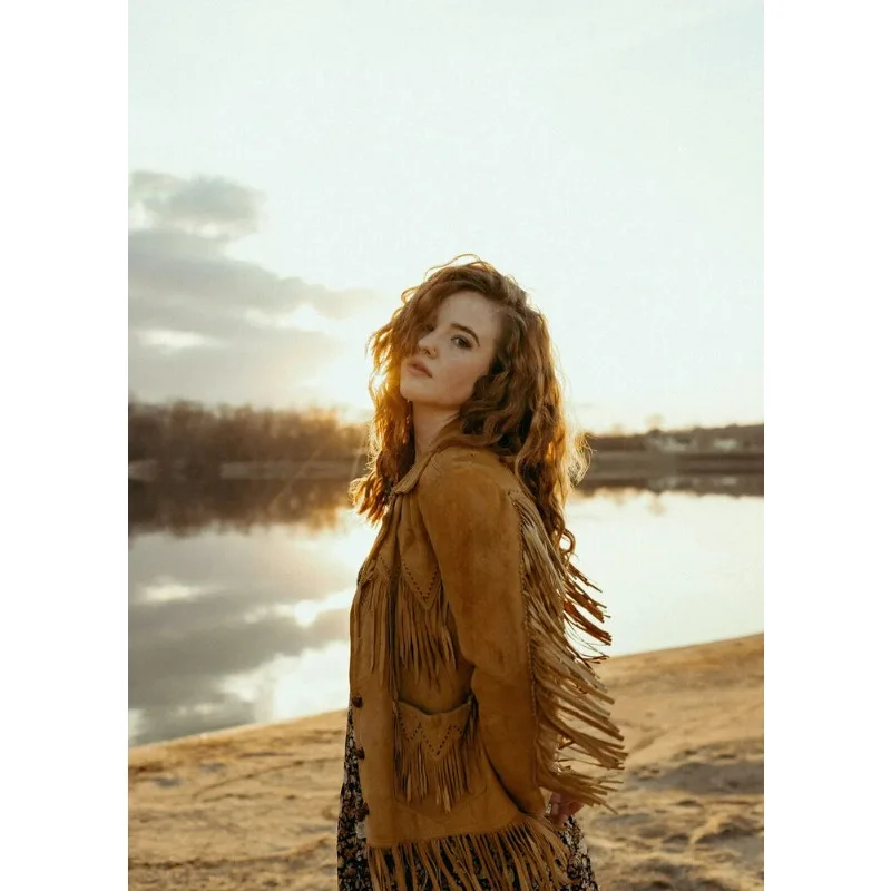 Genuine Suede Leather Jacket Women's Designer Soft Leather Fringe Jacket Fashion Trend