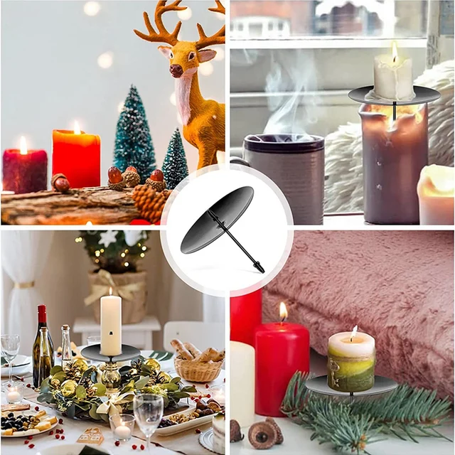 8 Db Koszorú Gyertyatartó Fém Karácsonyi Gyertyatábla Tüske Fekete - Image 6