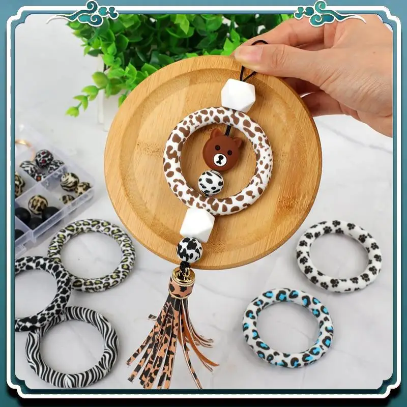 Premium 16 Pcs Silicone Beadable O Rings,Silicone Loop With 2 Holes,65Mm Silicone Bead Ring Bead For DIY Pendant Keychain