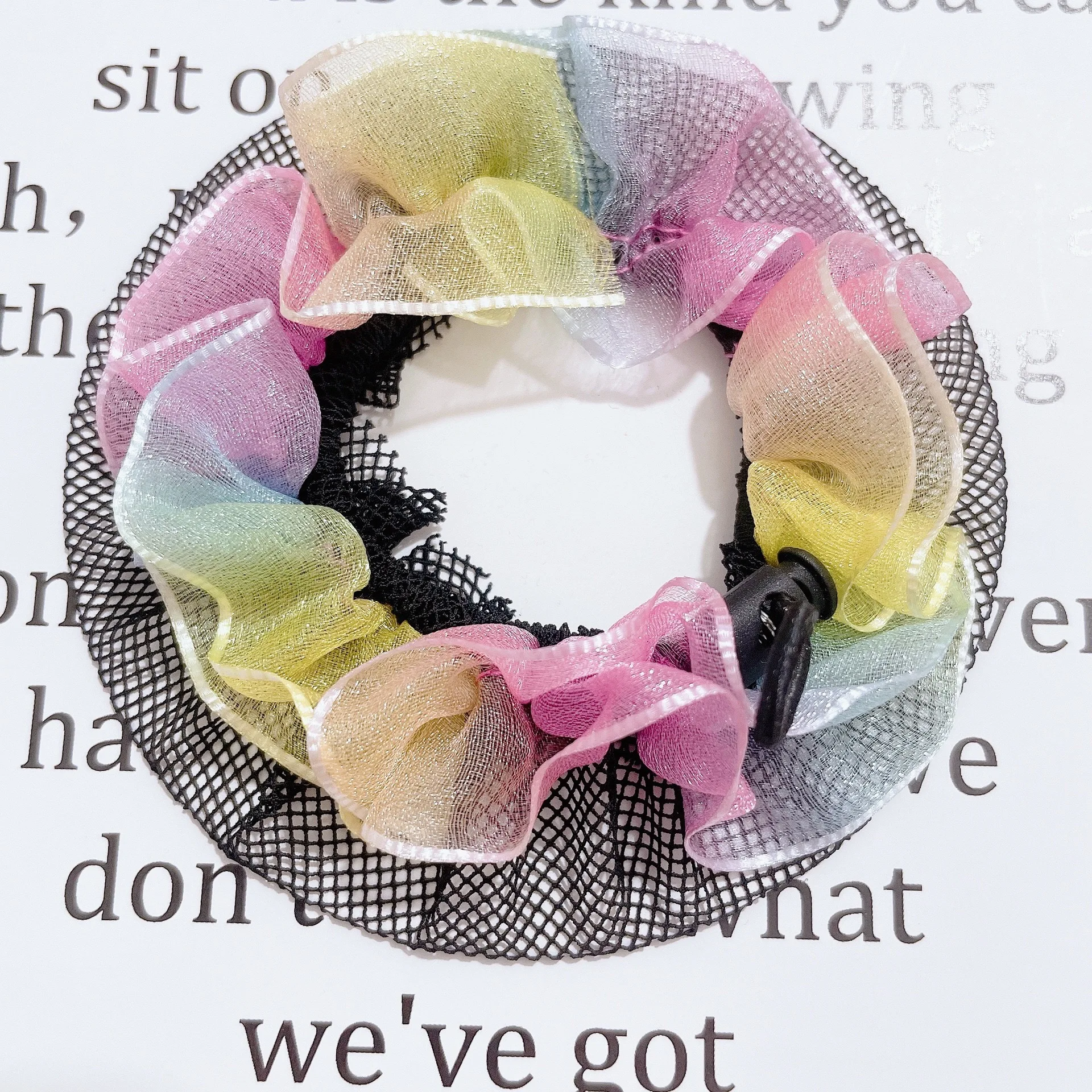 New Kids Hair Circle Girls Adult Disc Cover Invisible Dance Head Flower Hair Accessories Women's Mesh Drawstring