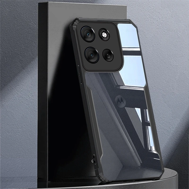 Clear Acrylic Back Cover Shockproof Armor Case with PC+TPU Protection