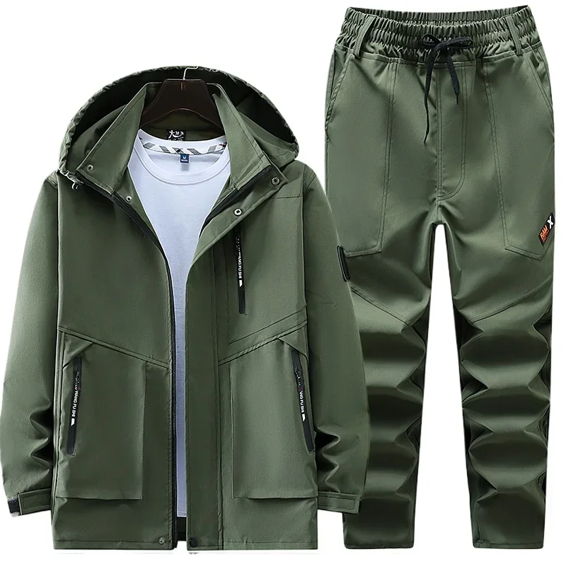 Spring and Autumn Outdoor Thin Waterproof Windproof Strong Wear Resistant Labor Protection and Machinery Repair Work Clothes Set