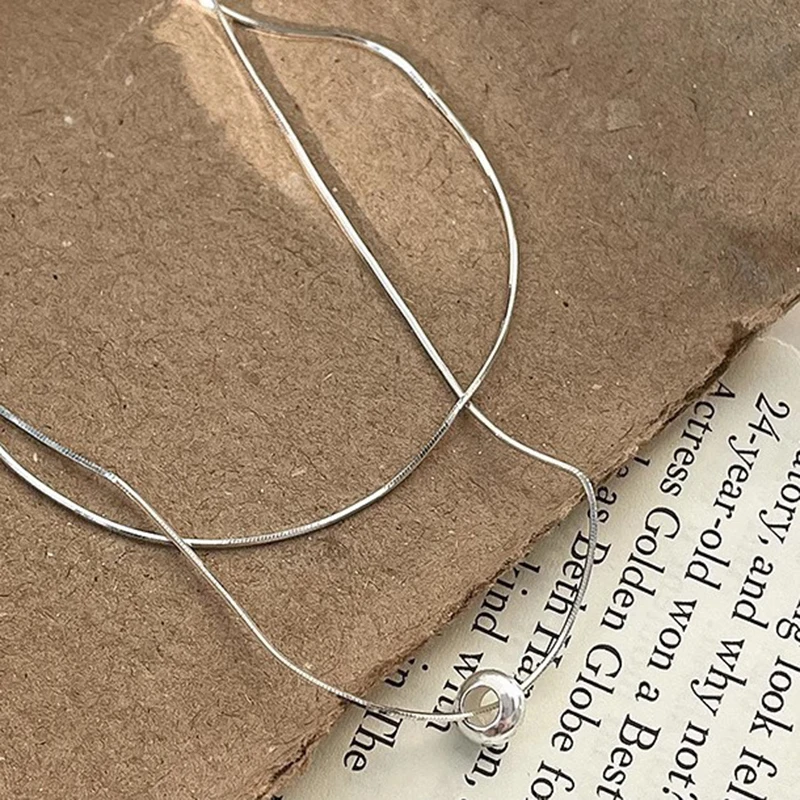 Neue Halskette aus 925er-Sterlingsilber, einfacher Persönlichkeits-Charm, Damen-Anhänger, geometrische Form, Halsband, Geburtstagsgeschenk, exquisiter Schmuck – Detail 6