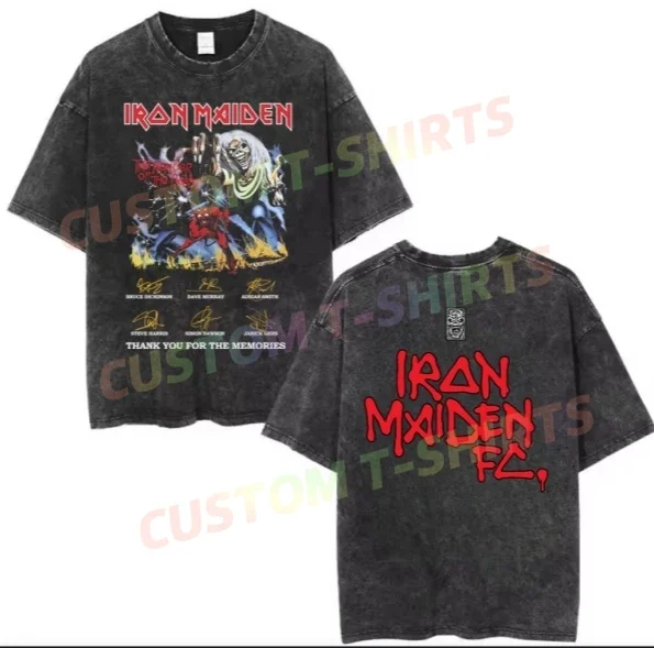 I-Irons The Future Past 2025 World Tour Maidens Summer Washed T Shirt Retro T-shirt Short Sleeve Vintage Black Wash Y2k Clothes