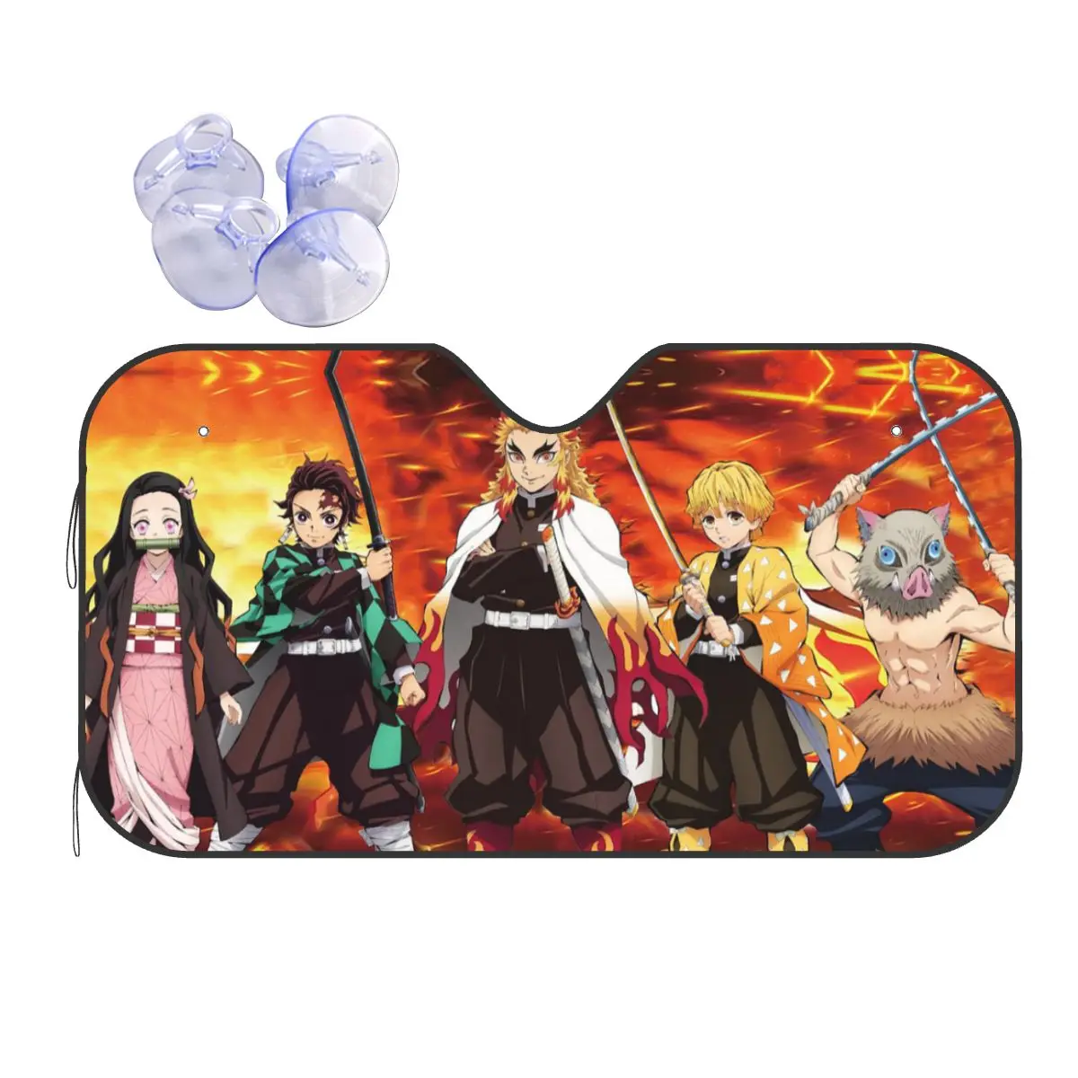 

Kimetsu No Yaiba Sunshade Windscreen Demon Slayer Kamado Nezuko Car Front Windshield Sunshade Visor Ice Shield Dust Protection