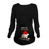 Pregnant Woman Christmas Long Sleeve Santa Baby Print T Shirt Christmas Side Ruched Maternity Top Pregnancy Clothes Pregnant Tee 4
