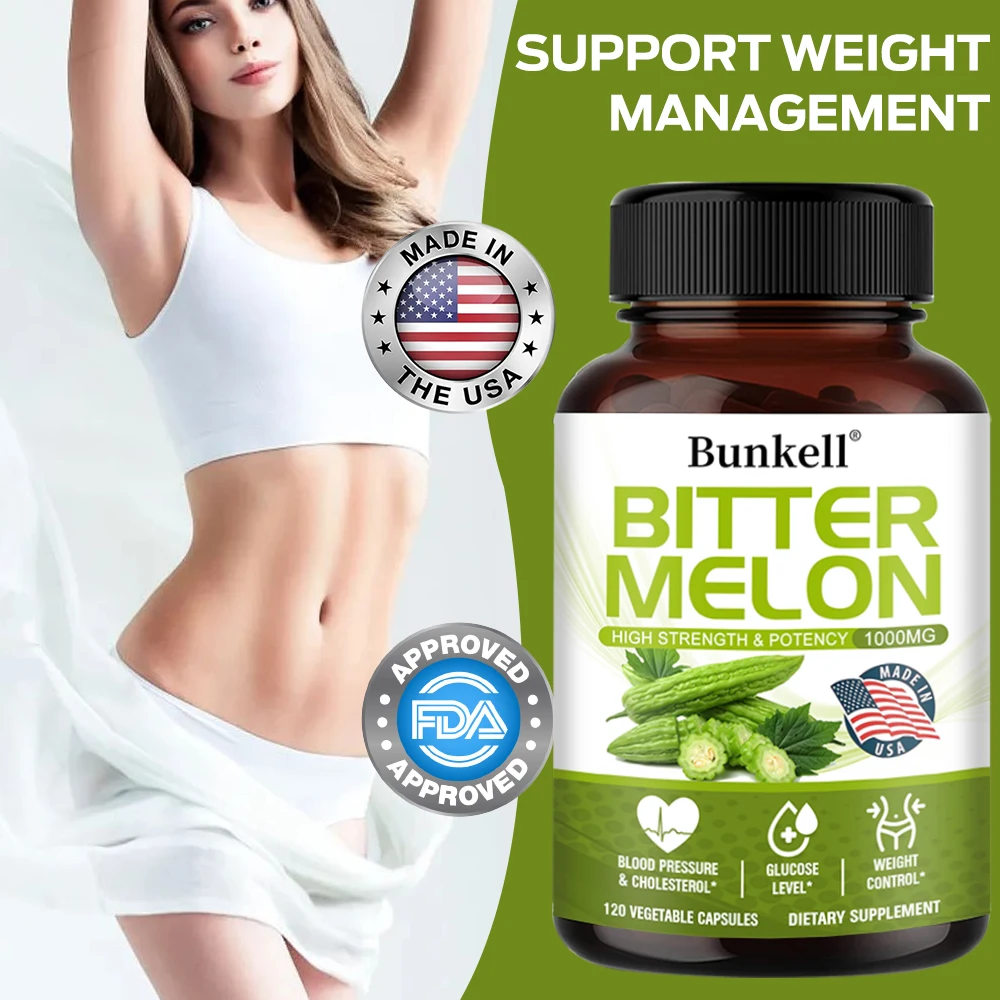 Bitter Melon 1000mg Capsules Supports Healthy Blood Pressure and Cholesterol Glucose Levels