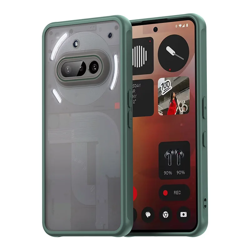 Matte Shockproof Phone Case with Translucent Soft Frame and Camera Lens Protection Cover