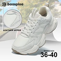 Baasploa femmes espadrilles décontractées confort en cuir chaussures de marche pour femmes couleur unie mode chaussures de Sport antidérapant hauteur augmenter 1