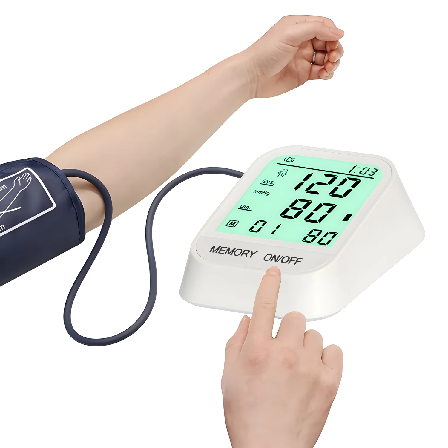 Portable Digital Blood Pressure Monitor Upper Arm Blood Pressure Monitors with Large Cuff Home BP Heart Rate Pulse Meter Monitor