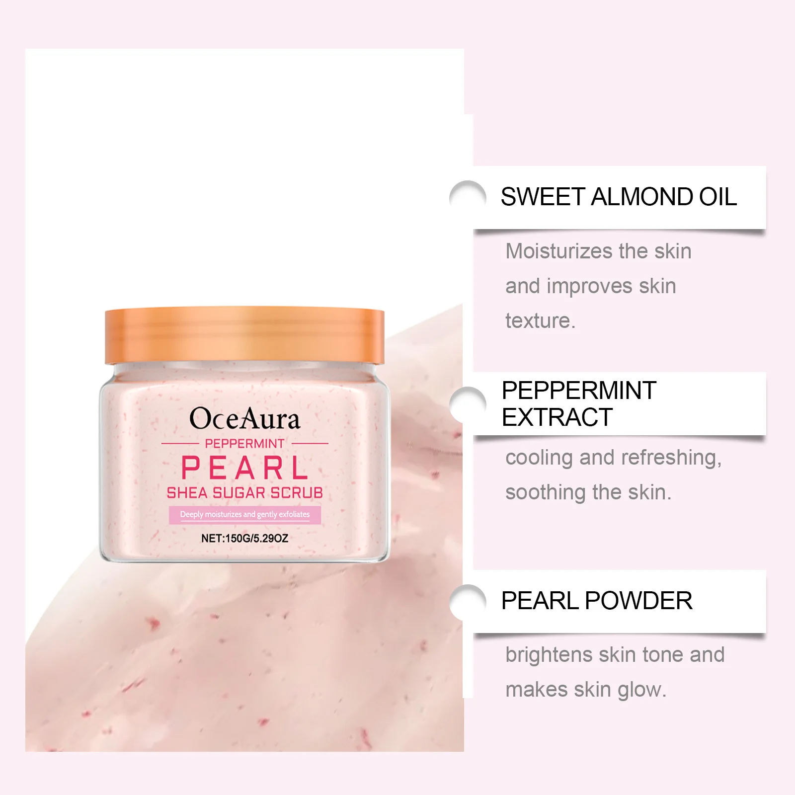 Mint & Pearl Body Scrub - Moisturizing Body Scrub for Smooth Skin, Deep Cleansing and Long-Lasting Hydration