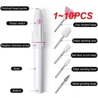 1~10PCS In 1 Professional Mini Electric Nail Drill Kit Battery Nail Art Exfoliating Polishing Nail Polishing File Pen Tool 1