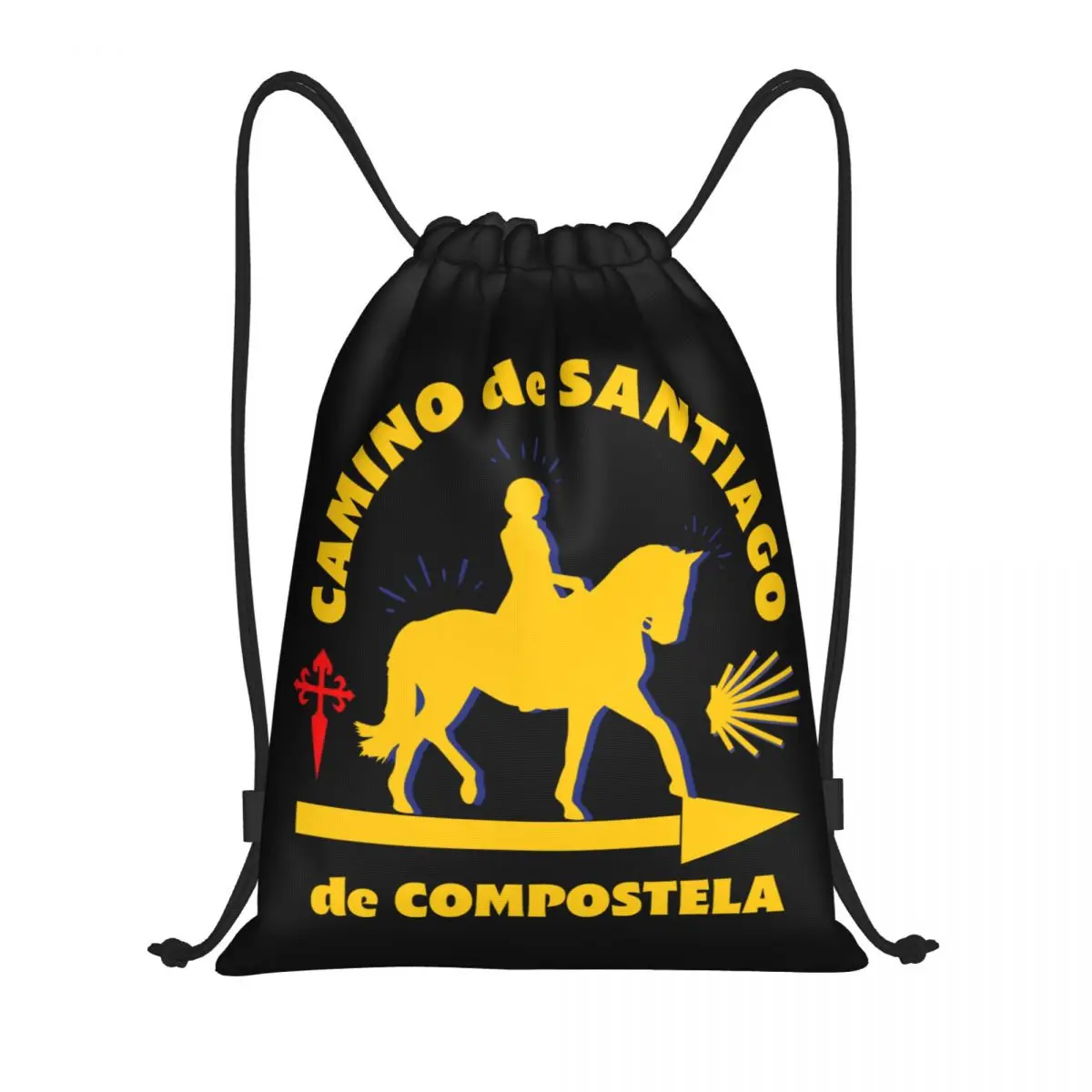 Custom Horseback Camino De Santiago De Compostela Drawstring Bag for Training Yoga Backpacks Men Women Sports Gym Sackpack