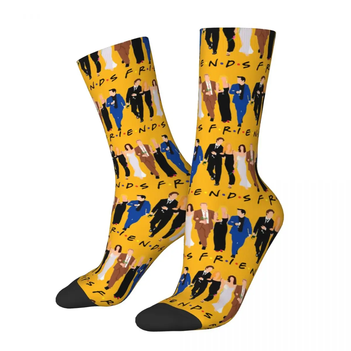 

Hip-hop Friends Reunion Football Socks Monica Ross Rachel Joey Phoebe Polyester Crew Socks for Unisex Non-slip