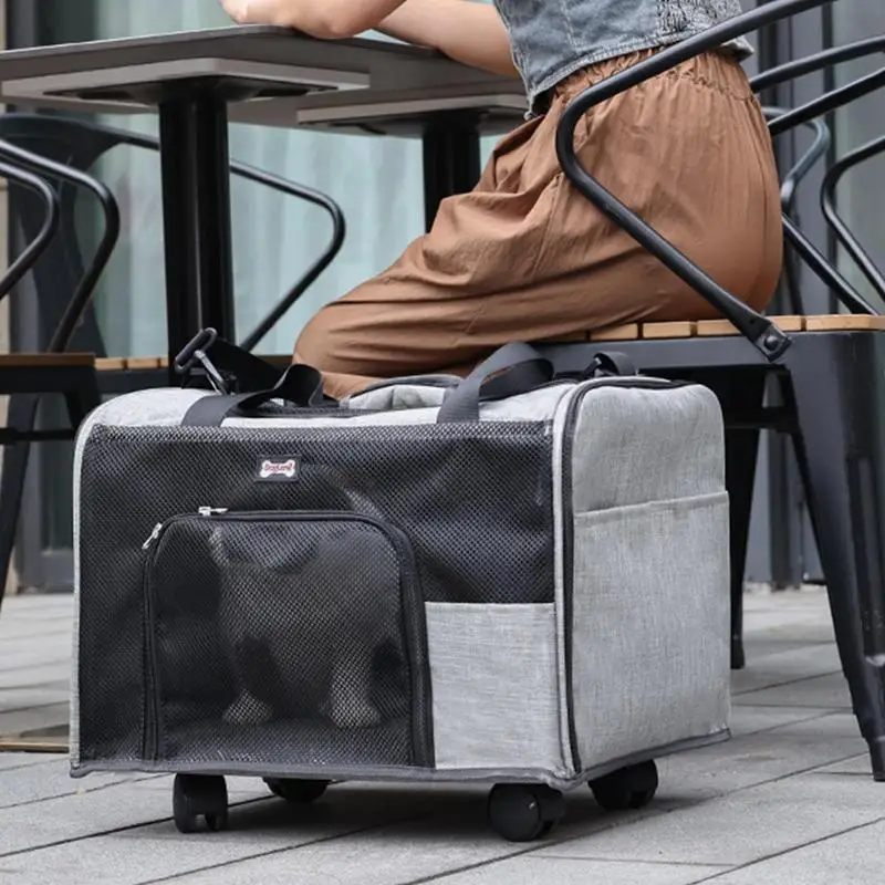 

Cat Carrier With Wheels Anti-Scratch Waterproof Pet Travel Bag Dog Travel Bag Pet Carrier Comfortable For Outdoor Adventure Dail