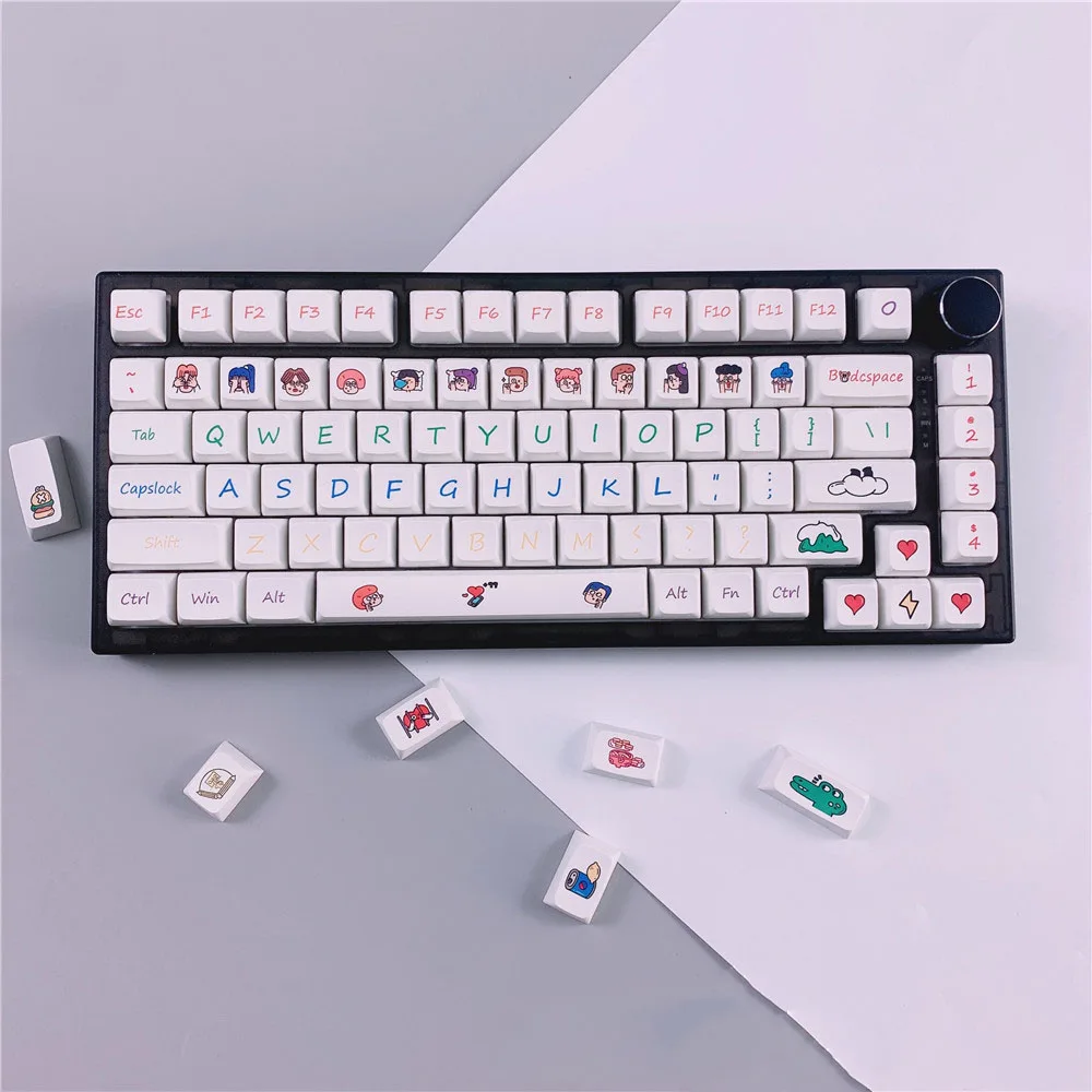 Chaves Personalidade Graffiti Keycap Xda Perfil Pbt Tintura Sub Keycaps para Teclado Mecânico Personalizado Bonito Conjunto de Tampões de Chave 126 - Imagem 5