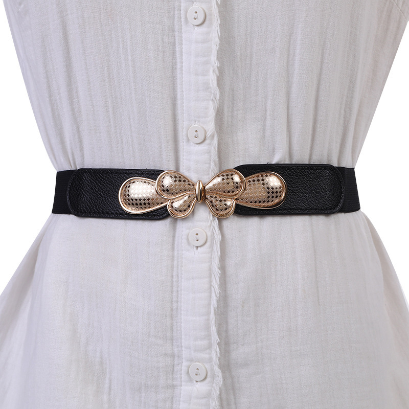 Trendy Stretch Elastic Versatile Belt – For Fall/Winter Down Jackets and Coats – Black Women’s Waist Belt for a Flattering Fit