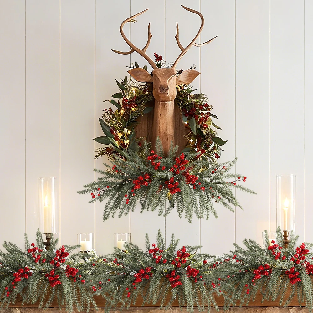 Vite di aghi di pino artificiale 65 cm, pianta finta, decorazione natalizia per la casa, decorazione della stanza, albero di Natale 2026, ornamento di Capodanno._voghion.com