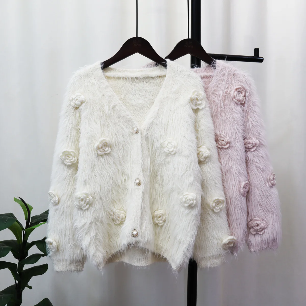 

Autumn Winter Korea Version Knitted Women Cardigan Loose Cute Fashion Female Sweater Jacket Coat 3D Flower