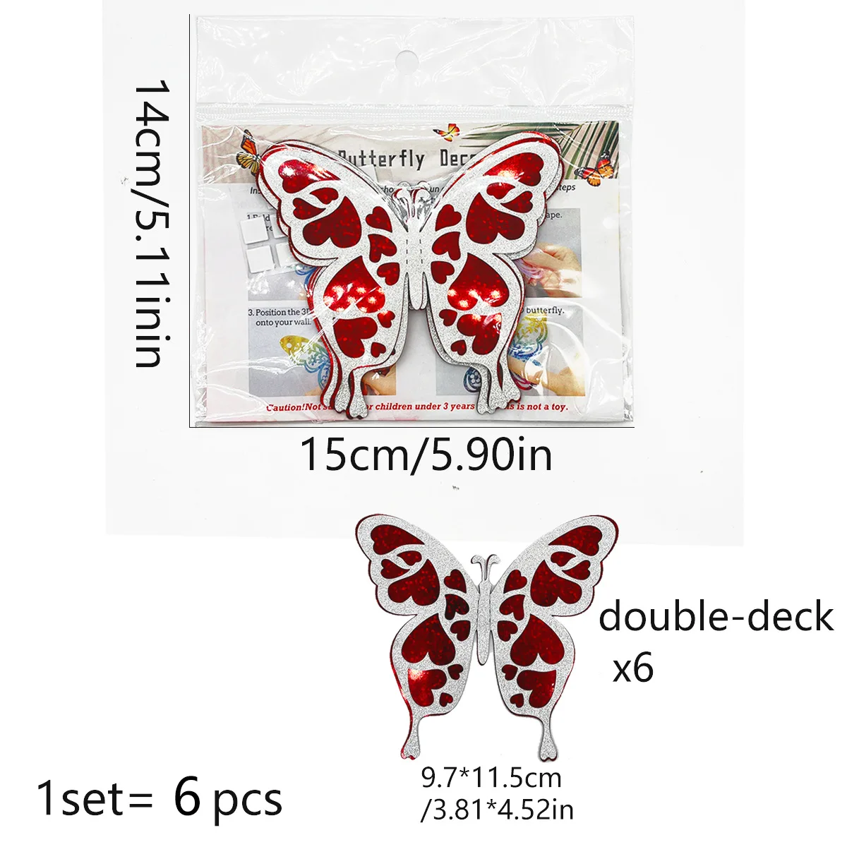 6PC/set 3D Butterfly Stickers Sparkling Gold Butterfly Decorative Sticker for Wedding Party Home Bar Decoration Party Cards Gift