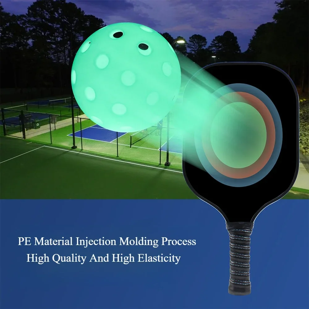 6PC 74MM 40 Holes Luminous Pickleball Durable Multicolor Elastic Tennis Glow In The Dark PE Ball Indoor Outdoor Competition Ball pickleball balls