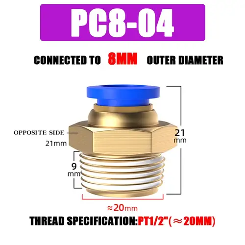 10/50PCS Pneumatic Fitting Air Connector PC 4mm 6mm 8mm 10mm 12mm Thread 1/8" 1/4" 3/8" 1/2" Hose Fittings Pipe Quick Connectors - Image 15