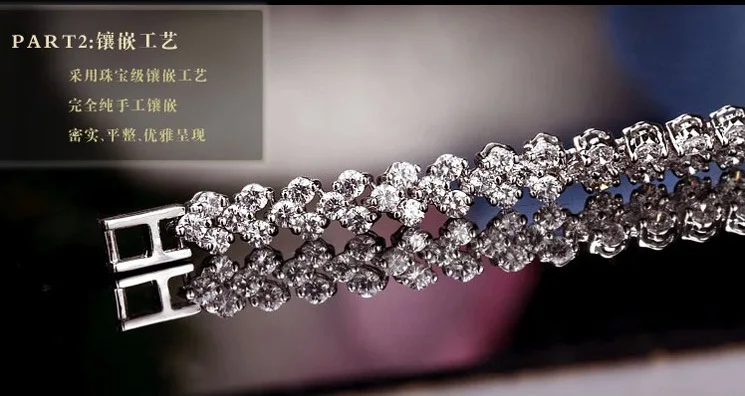 الفاخرة موضة 925 فضة سوار للتنس المبهر الكامل كريس...