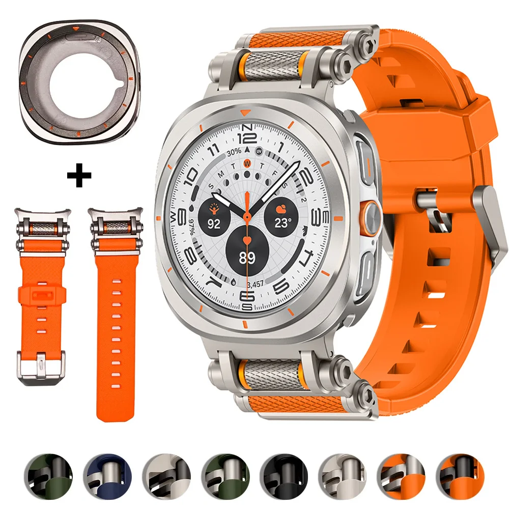 Premium Metal Case with Soft Silicone Strap for Galaxy Watch Ultra - Stylish Smartwatch Accessories