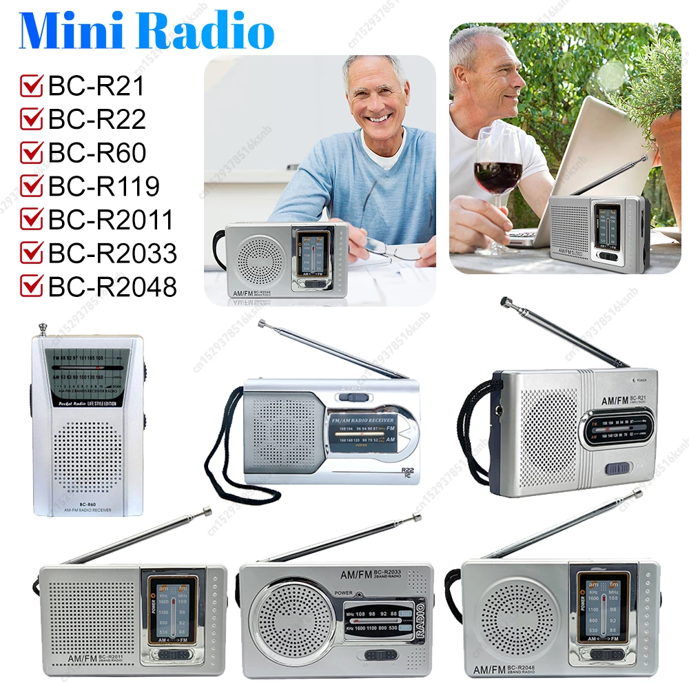 Mini Vintage Radio Battery Powered AM FM Radio Receiver with Telescopic Antenna Easy to Use Dual Band Radio for Indoor Outdoor