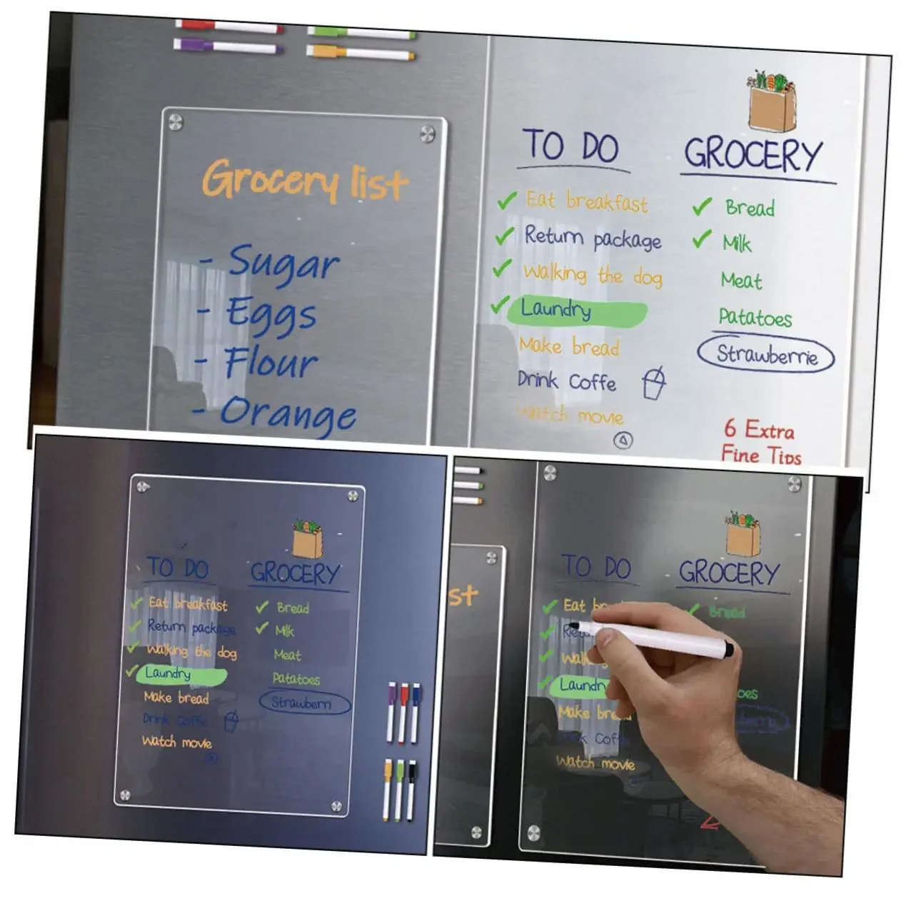 Magnetic Transparent Acrylic Week Plan Message Board Scratchable Magnetic Refrigerator Sticker