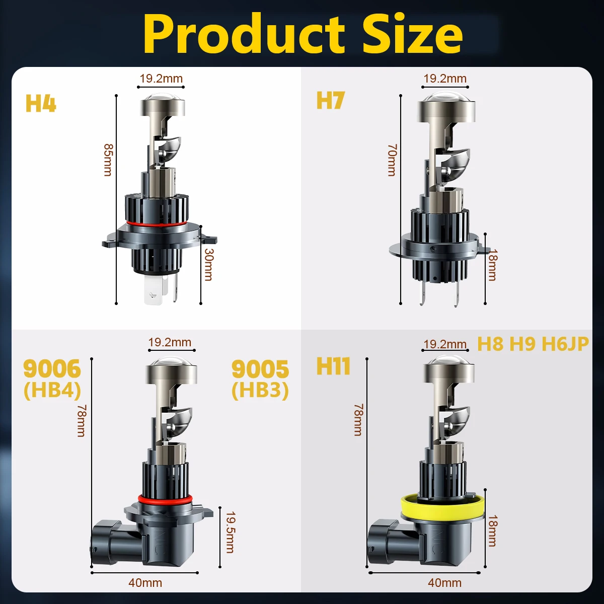H7 미니 헤드라이트 전구 캔버스 오토 H11 9005 HB3 9006 HB4 안개등 프로젝터 렌즈 H4 자동차 하이/로우 빔 라이트 160W 6000K 플러그앤플레이