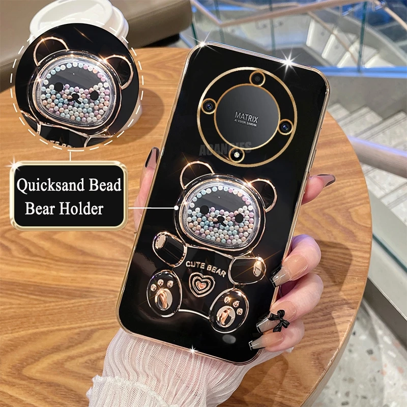Luxury Plating Bear Holder Silicone Stand Case