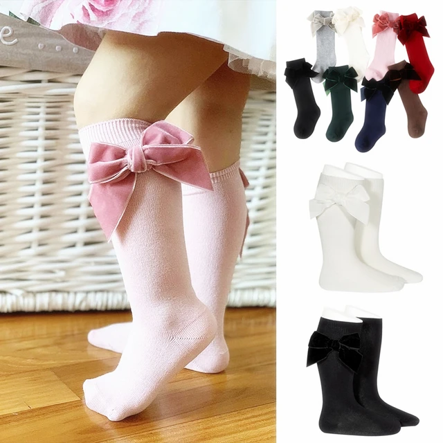 Winter Autumn Baby Girls Christmas Socks Bowknot Kids Knee High Long Sock Cotton Spanish Children 1-8 Years Toddlers Tube Socks