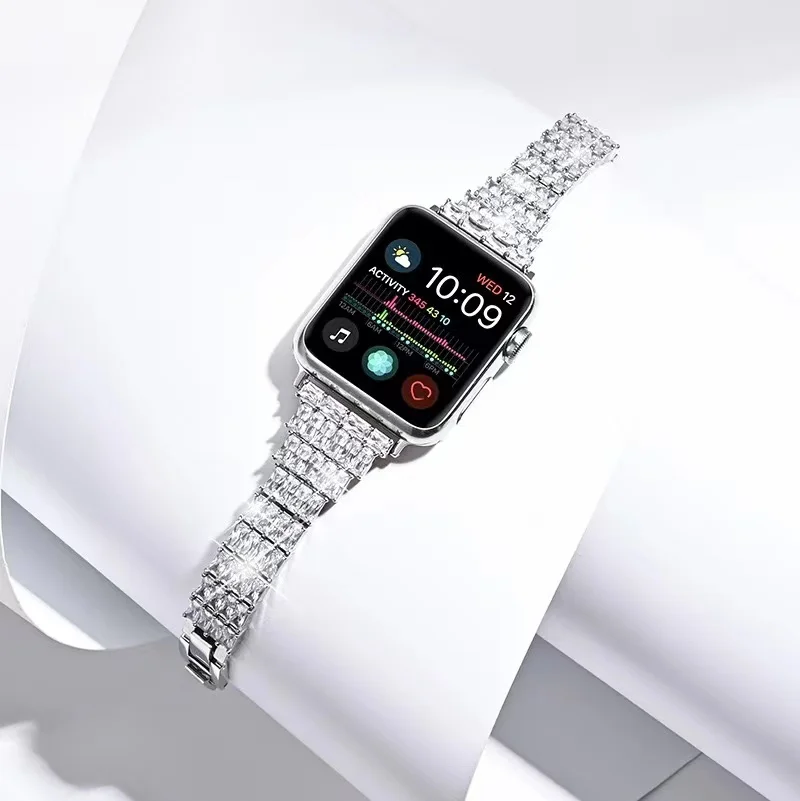 Metal Bracelet For Apple Watch Band 45mm 41mm Women Luxury Diamond Strap For iWatch Ultra 8 7 6 5 4 SE 44mm 42mm 40mm38mm Correa