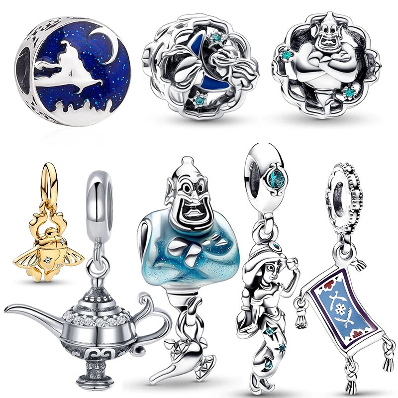 Fit Pandora Disney Aladdin Genie & Lamp Charms Women Bracelet Accessories  Jasmine Beads for Jewelry Making Magic Carpet Pendant - AliExpress