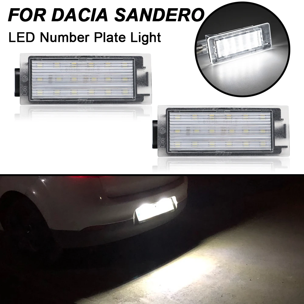 

2Pcs For Dacia Sandero Logan Renault Megane MK2 MK3 Twingo Clio Master White LED License Number Plate Light Lamp