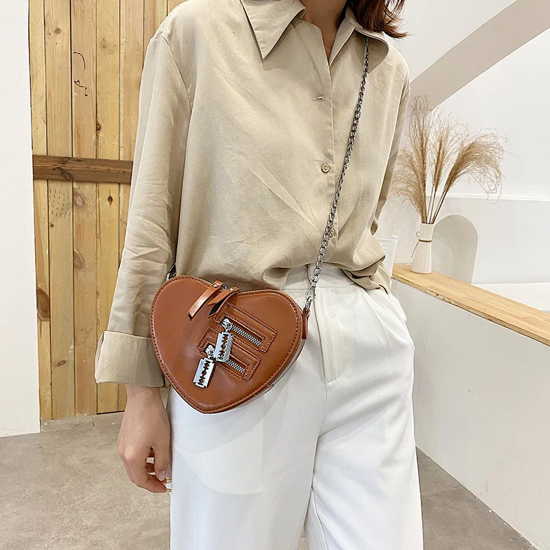 Gothic Heart Blade Zipper Chain Crossbody Bags for Women Girl Casual Shoulder Purses Handbags Techwear Summer Wallet Goth crossbody bag women handbags