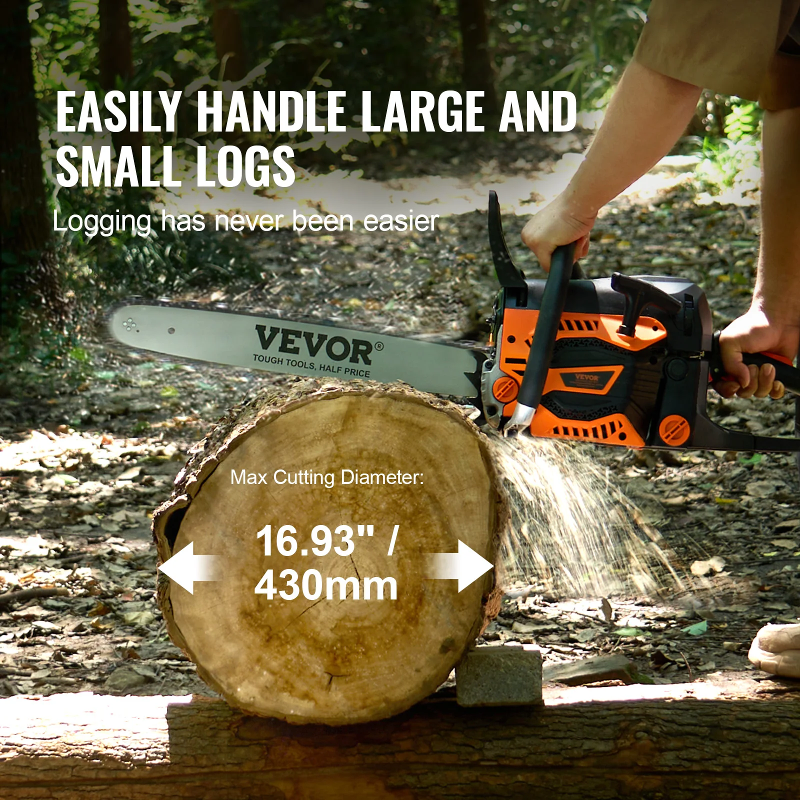 VEVOR Gas Chainsaw 52CC 18" 2.55HP Handheld Cordless Petrol Chainsaws for Tree Wood Branch Farm Garden Ranch Forest Cutting Use 4