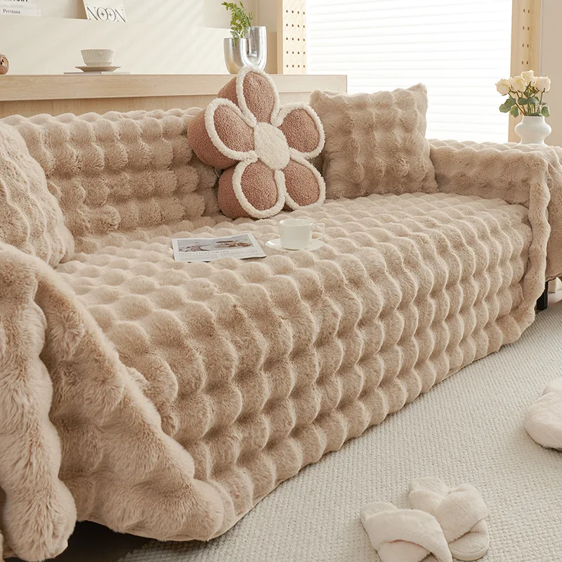Plush Faux Fur Sofa Cover 6