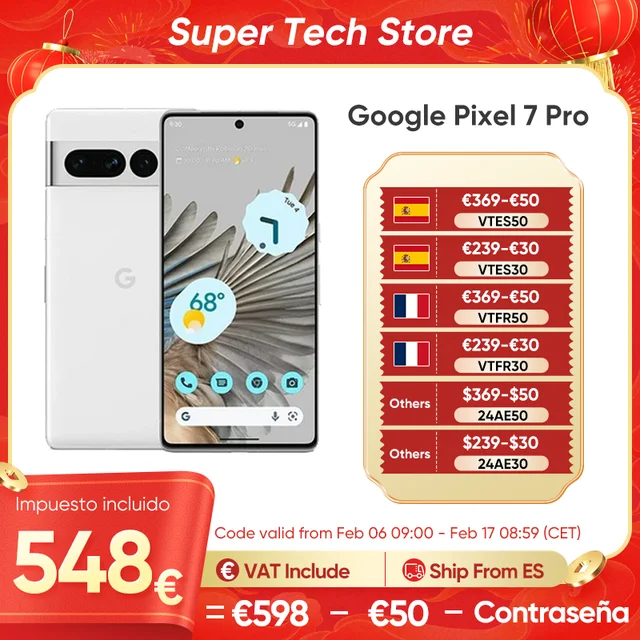 Google Pixel 7 Pro 5G 12GB RAM 128GB 256GB ROM, 6,7 , NFC Octa Core,  Android 13, IP68, resistente al polvo y al agua