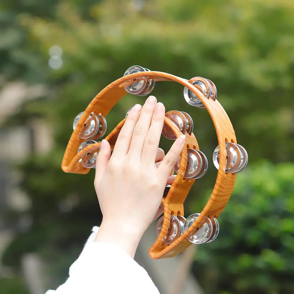 ABS Tambourine Percussion Musical Instruments Hand Bell for Party Double Half Moon Drum KTV Bells Orff Tambourine