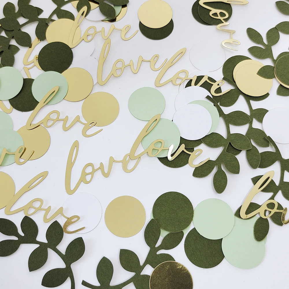 Party Decorations party decorations paper confetti 100Pcs Sage Party Confetti Love Round Leaf Plants Gold Color Paper For Diy Wedding Engagement Party Decorations Supplies