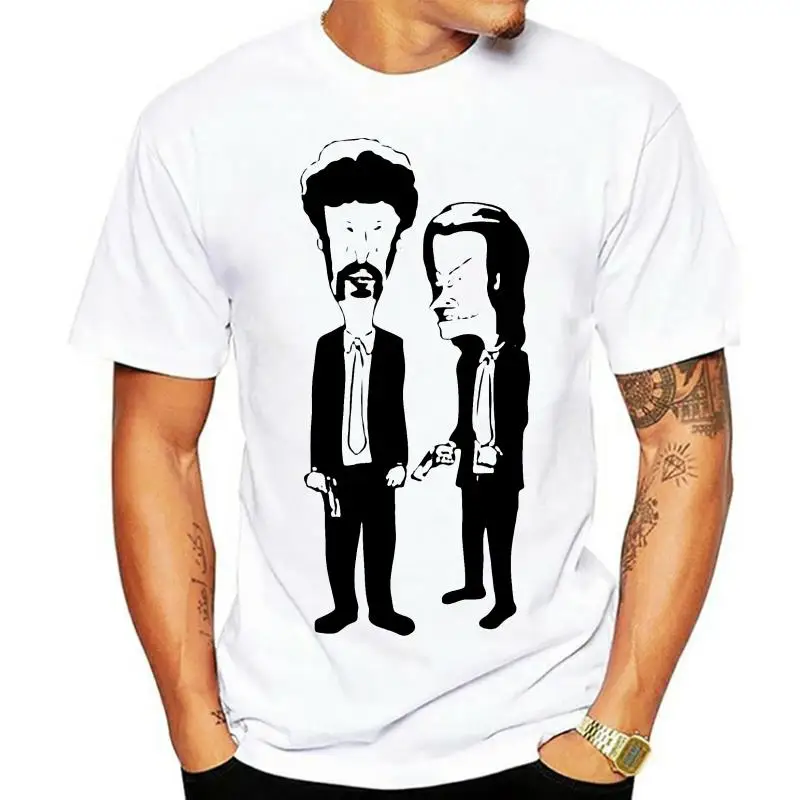 Beavis Butthead Pulp Fiction Mockup T-Shirt Tarantino Film Travolta Grey White