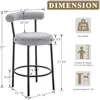 Bar Stools Set of 3, 28 Inches Counter Height Bar Stools with Curved Back, Modern Upholstered Fabric Grey Tall Barstools for 2