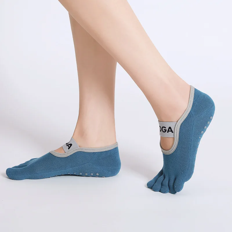 Women Breathable Yoga Socks Anti-Slip Five Toe Pilates Socks Cotton Backless Ladies Fitness Dance Ballet Sports Socks Slippers