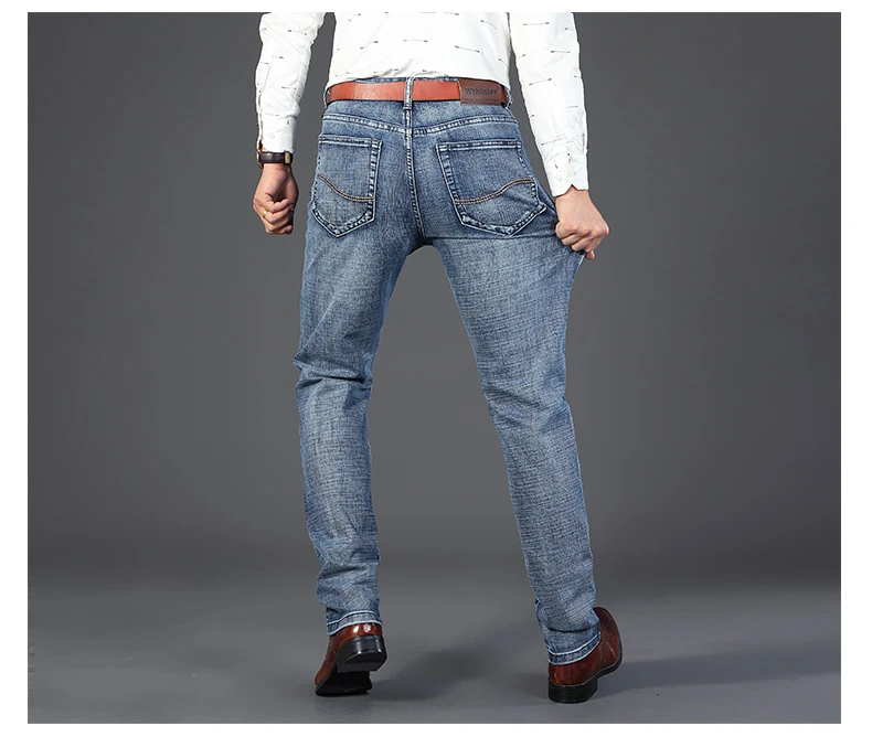 Wthinlee Men's Casual Fashion New Elastic Jeans Pants Work Jeans Classic Men's Fashion Brand Versatile Clothing Blue Black