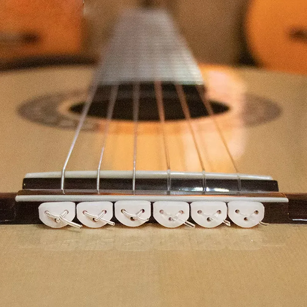 12-Piece Classical Guitar String Retainer Set with Triple-Cornered Chord Ties