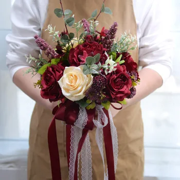 Bouquet da sposa bordeaux Bouquet da sposa Bouquet da sposa Cerimonia nuziale Fiori nuziali vintage rustici