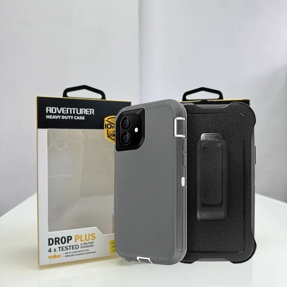 Heavy-Duty Shockproof Phone Case with Belt Clip and Protective Box Packaging